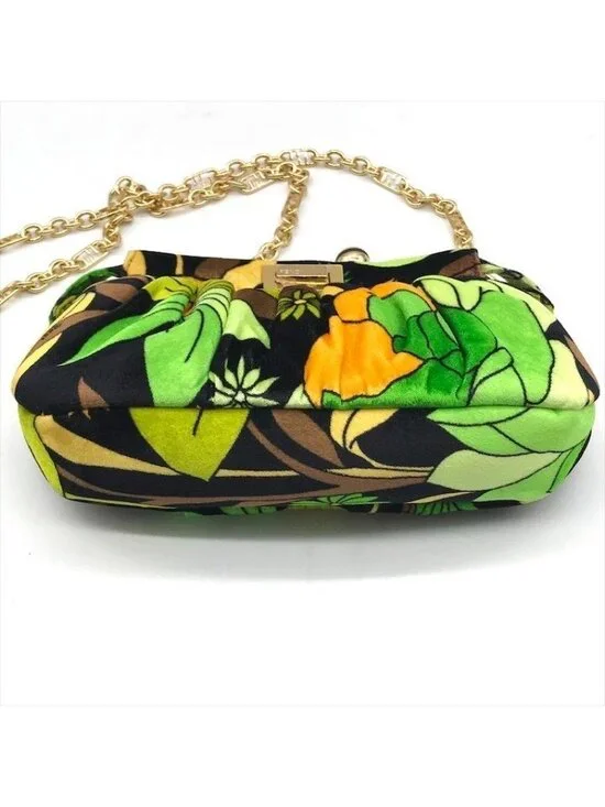 Fendi Items Peekaboo Click Velvet 2-Way Chain Shoulder Bag Green - Picture 4 of 10